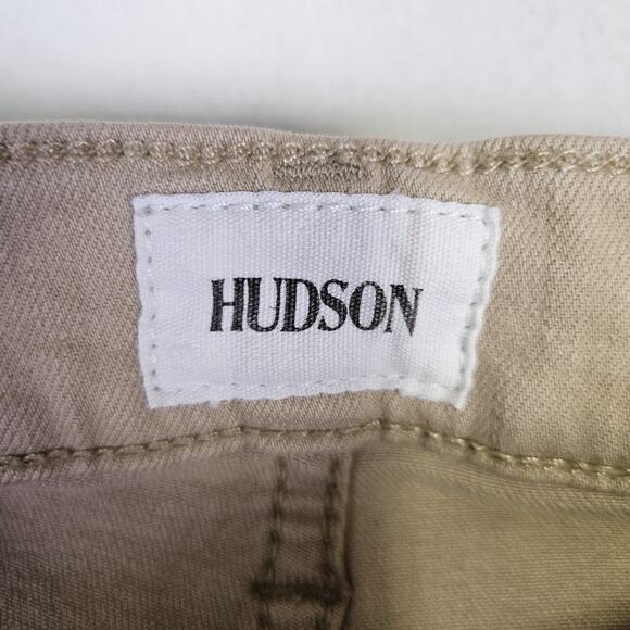 Hudson Women Taylor High Waist Flare Jean Park Beige Patch Pocket 27 Stretch Tan - Picture 8 of 16